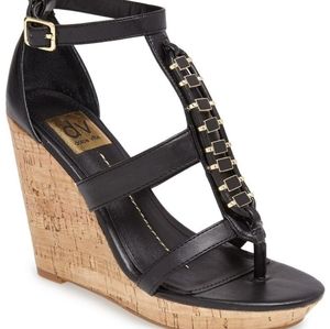 Dolce Vita Black Thadie Wedge Sandals Women Size 9